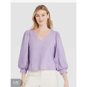 A New Day Retro 80’s Vibe Puffy Sleeve Blouse L/XL(see description)